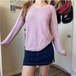 Hilary Radley Lilac Ribbed V-Neck Sweater